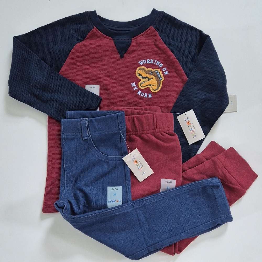 Kids Dinosaur Long Sleeve Shirt and Pants Set